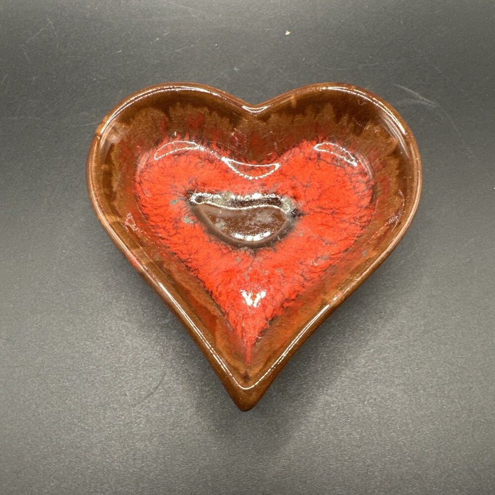 McMaster Red And Brown Trinket Dishes Heart 3 1/2”